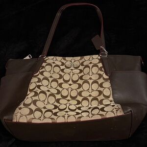 Coach Brown and Cream Shoulder Bag